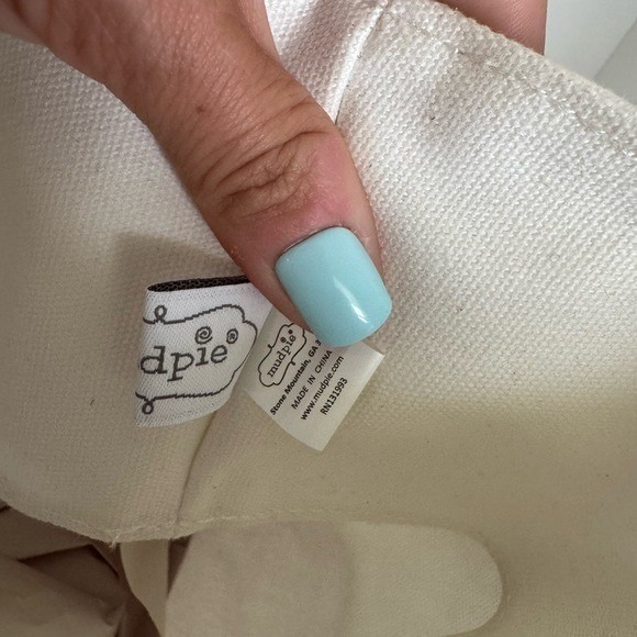 Mud Pie Canvas Patch Tote Bag Vacay White Rope Handles Beach Vacation NEW - Picture 8 of 8